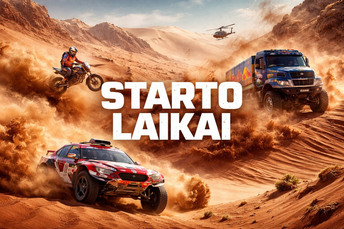 Dakaro ralio lietuviu starto laikai 2026